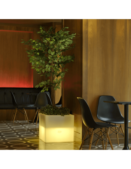 Pot de fleurs d'ambiance Narciso 40 avec lumière LED solaire pour l'extérieur