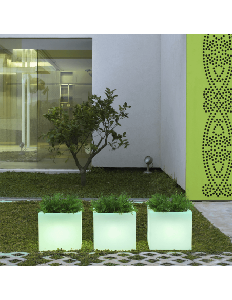 Macetero con luz LED solar para exterior Narciso 40 o 50cm ambiente RGB