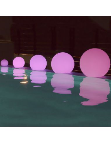 Bola LED solar multifunción flotante Buly 20, 30 o 40 jardín New Garden tamaños luz rosa| LeonLeds Iluminación