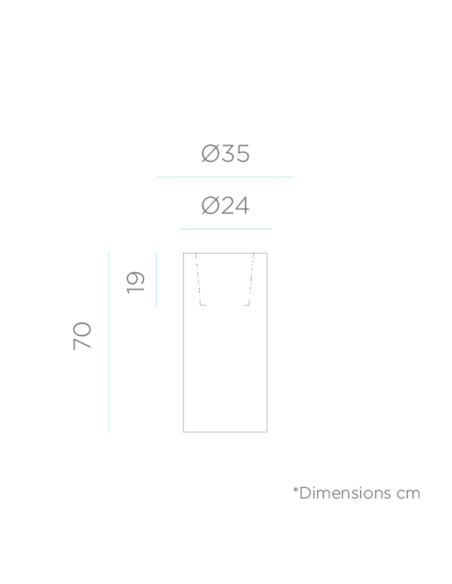 Floreira LED redonda Palma 70 solar ou com medidas de cabo