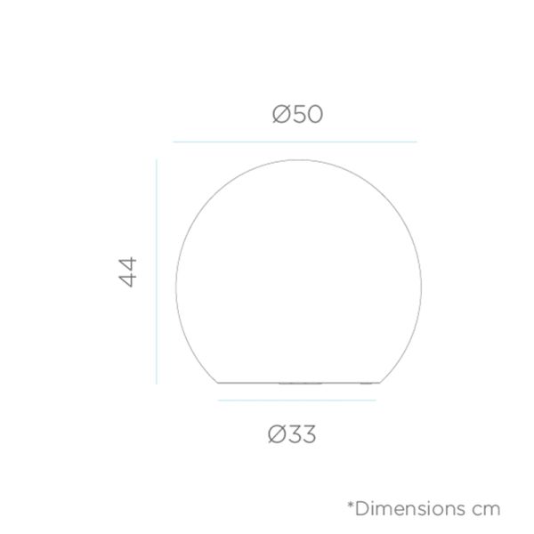 Dimensiones bola LED RGB grande flotante recargable Buly 50 Garden | LeonLeds Iluminación