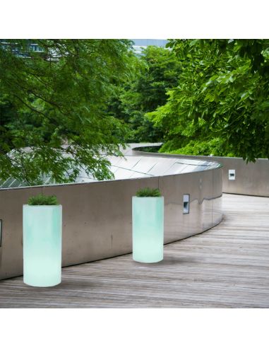 Macetero LED redondo Palma 70 solar o con cable ambiente