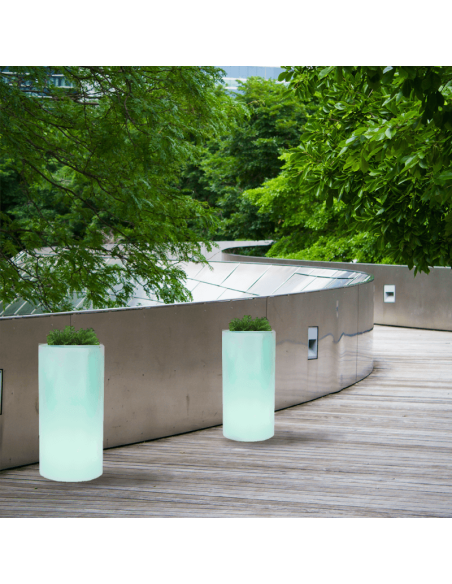 Macetero LED redondo Palma 70 solar o con cable ambiente