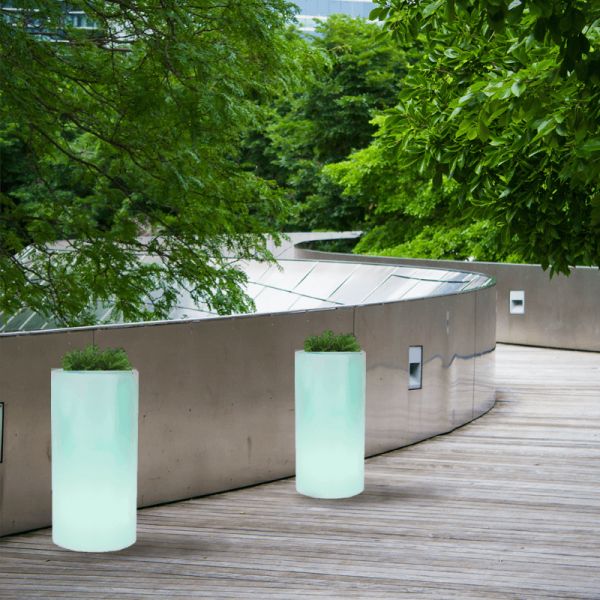 Macetero LED redondo Palma 70 solar o con cable ambiente