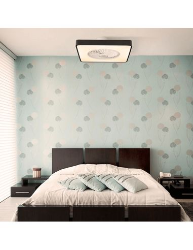 Ventilateur LED rectangulaire Monic 40W avec lumière ambiante réglable, ton chaud