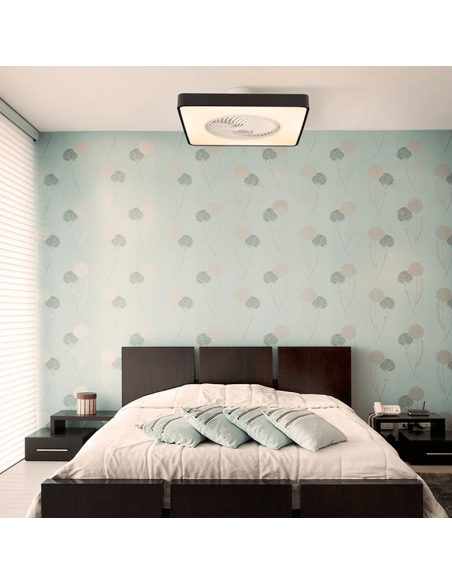 Ventilador de LED retangular Monic 40W com luz ambiente ajustável, tom quente