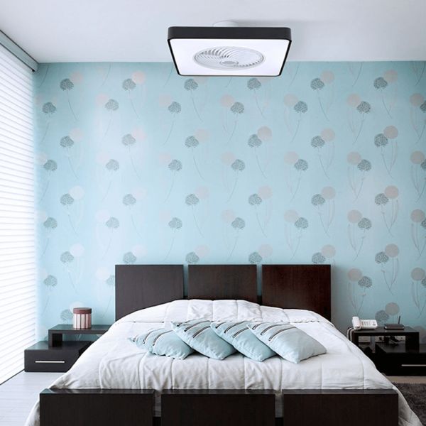 Ventilateur LED rectangulaire Monic 40W avec lumière ambiante réglable en ton froid