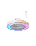 Ventilateur LED avec éclairage RGB blanc et bois Corpi 35W