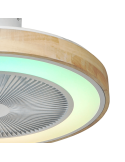 Ventilateur LED avec éclairage RGB blanc et bois Corpi 35W ambient details Cristal Record