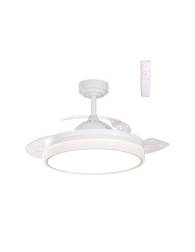 Ventilateur LED blanc réglable Vera avec pales rétractables