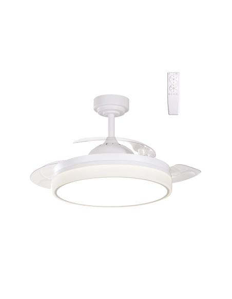 Ventilateur LED blanc réglable Vera avec pales rétractables