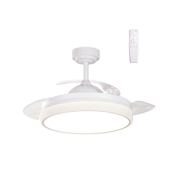 Ventilador LED blanco regulable Vera con aspas retráctiles