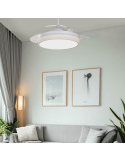 Ventilador LED blanco regulable Vera con aspas retráctiles ambiente