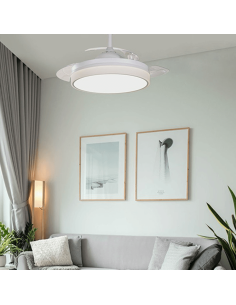 Ventilador LED blanco regulable Vera con aspas retráctiles 2