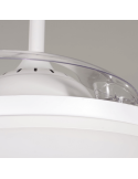 Ventilador LED blanco regulable Vera con aspas retráctiles tijas