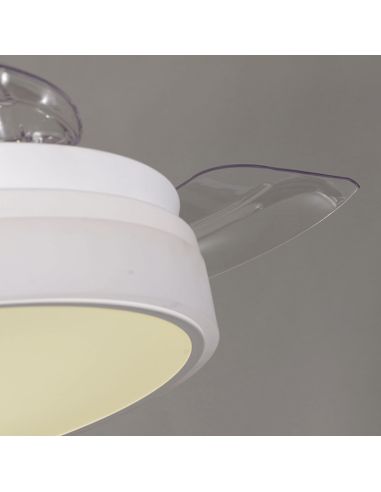 Ventilador LED blanco regulable Vera con aspas retráctiles dimmable