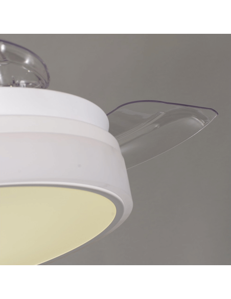 Ventilador LED blanco regulable Vera con aspas retráctiles dimmable