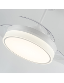 Ventilador LED blanco regulable Vera con aspas retráctiles Cristal Record