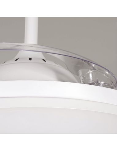 Ventilador LED blanco pequeño con aspas abatibles Vera Mini detalhe