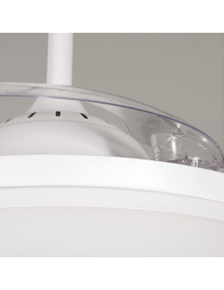 Ventilador LED blanco pequeño con aspas abatibles Vera Mini detalhe