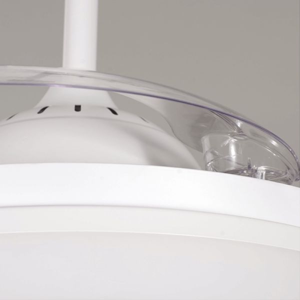 Ventilador LED blanco pequeño con aspas abatibles Vera Mini detalhe