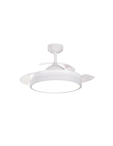 Ventilador LED blanco pequeño con aspas abatibles Vera Mini luz neutra