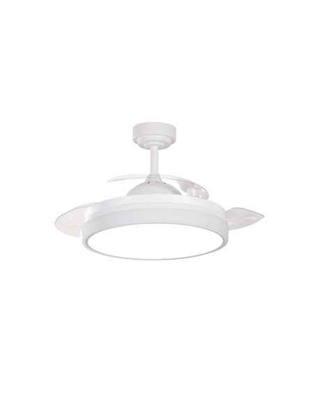 Ventilador LED blanco pequeño con aspas abatibles Vera Mini luz neutra