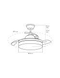Ventilador LED blanco pequeño con aspas abatibles Vera medidas