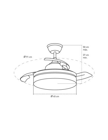 Ventilador LED blanco pequeño con aspas abatibles Vera medidas