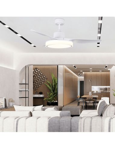 Ventilateur de plafond LED blanc silencieux Aran 36W ambiant