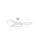 Ventilador de techo LED blanco silencioso Aran 36W medidas