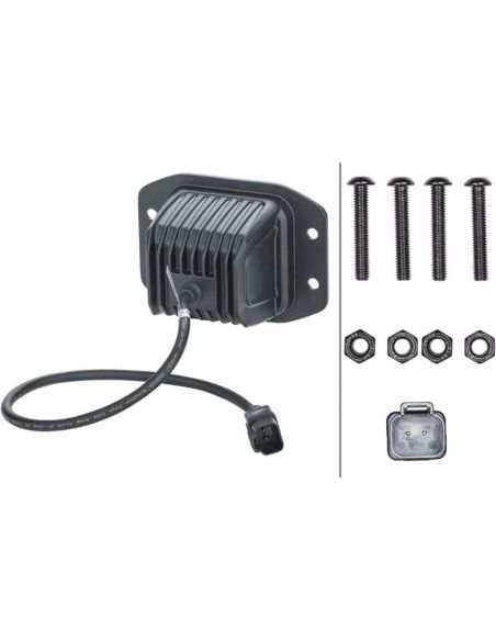Kit de luz de trabalho LED embutida quadrada Black Magic Cube de 3,2" 12V/24V 3000Lm, pacote com 2. Deutsch Hella | LeonLeds