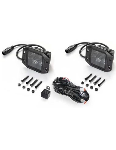 Kit de luz de trabalho LED embutida quadrada Black Magic Cube de 3,2" 12V/24V 3000Lm, pacote com 2. Deutsch Hella | LeonLeds