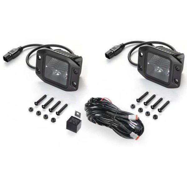 Faro LED cuadrado empotrable de trabajo Black Magic Cube Kit 3,2" 12V/24V 3000Lm 2 Unds. Deutsch Hella | LeonLeds