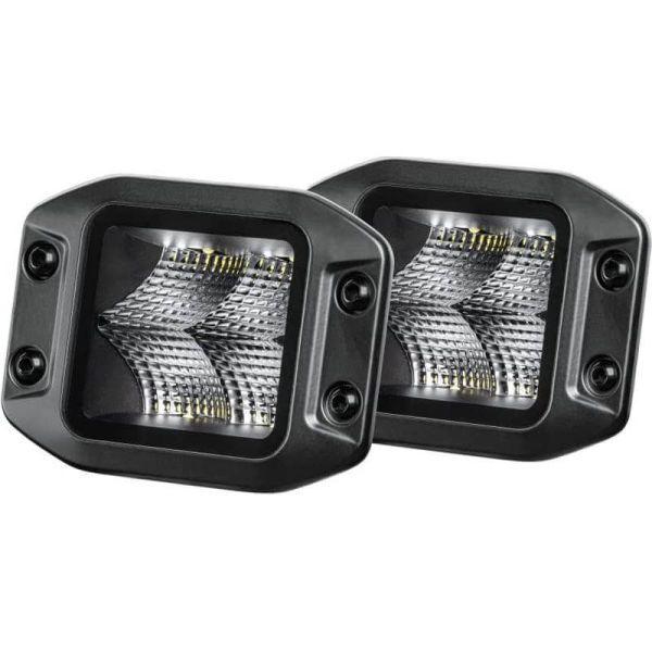 Faro LED cuadrado empotrable de trabajo Black Magic Cube Kit 3,2" 12V/24V 3000Lm 2 Unds. Deutsch Hella | LeonLeds