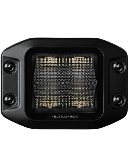 Kit de luz de trabalho LED embutida quadrada Black Magic Cube de 3,2" 12V/24V 3000Lm, pacote com 2. Deutsch Hella | LeonLeds