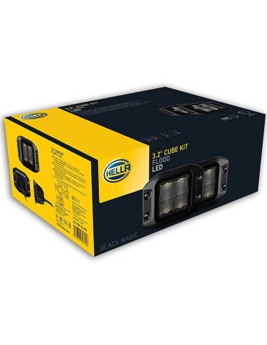 Faro LED cuadrado empotrable de trabajo Black Magic Cube Kit 3,2" 12V/24V 3000Lm 2 Unds. Deutsch Hella | LeonLeds