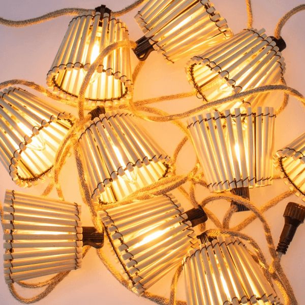 Guirlande de jute d'extérieur Okinawa avec cordon | leonleds