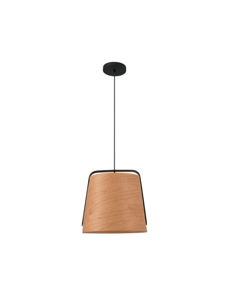 Lámpara colgante redonda de madera y metal Stood