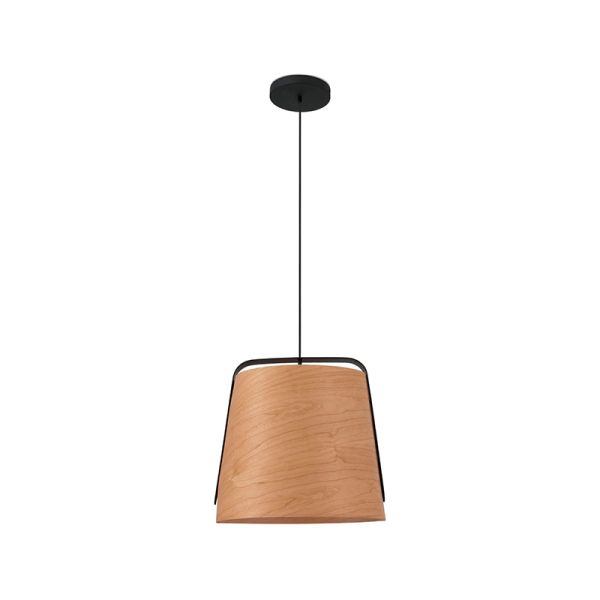 Lámpara colgante redonda de madera y metal Stood