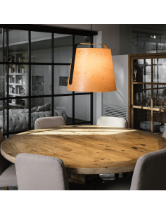 Lámpara colgante redonda de madera y metal Stood 2