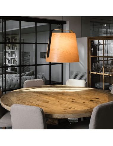 Lámpara colgante redonda de madera y metal Stood ambiente Faro