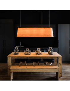 Lámpara colgante alargada Stood de madera con 5 luces 2