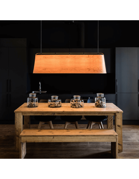 Lámpara colgante alargada Stood de madera con 5 luces ambiente