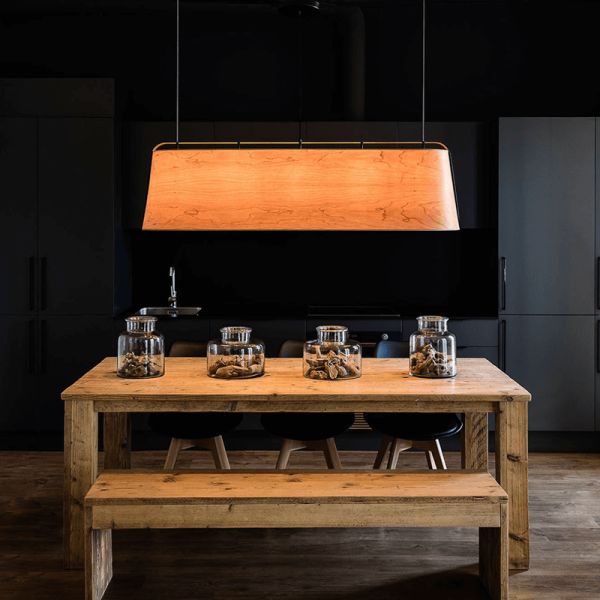 Lámpara colgante alargada Stood de madera con 5 luces ambiente