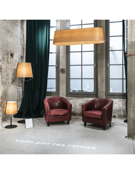 Lámpara colgante alargada Stood de madera con 5 luces ambiente Faro Barcelona