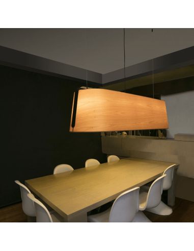 Lámpara colgante alargada Stood de madera con 5 luces Faro Barcelona