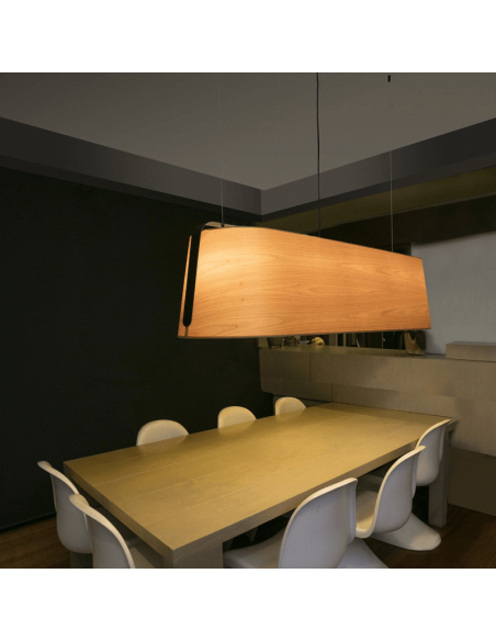 Lámpara colgante alargada Stood de madera con 5 luces Faro Barcelona