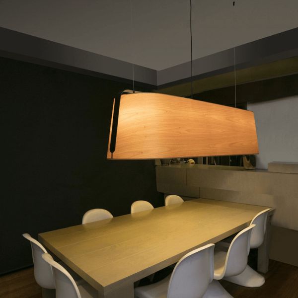 Lampe à suspension allongée en bois Stood à 5 lumières Faro Barcelona