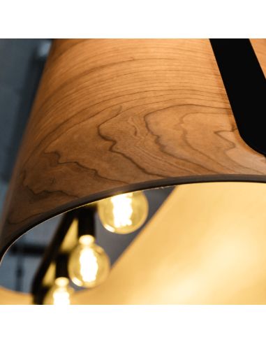 Suspension allongée en bois Stood avec 5 ampoules E27